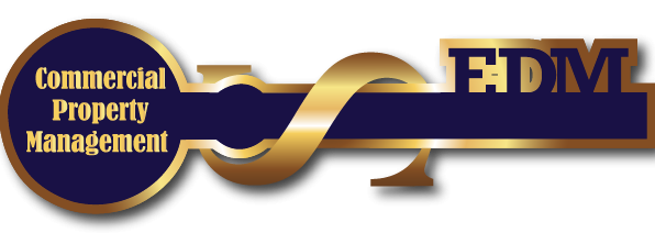 Logo with key icon reading 'Commercial Property Management' and letters 'EDM', representing Commercial PM Pennsylvania's brand.